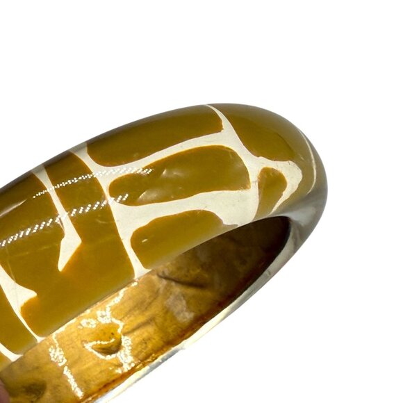 Vintage Green Animal Print Giraffe Acrylic Bangle Bracelet 80s Retro - Picture 4 of 5